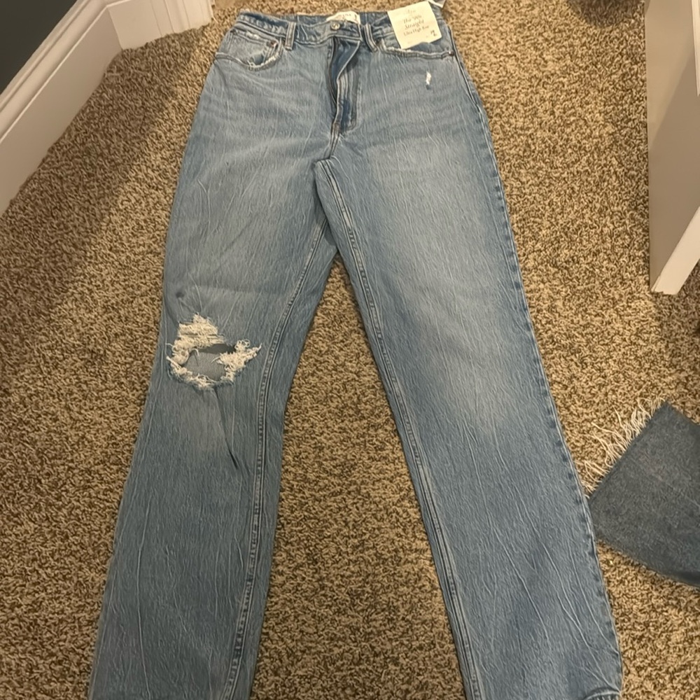 Abercrombie “the 90s straight” ultra high rise curve love jeans